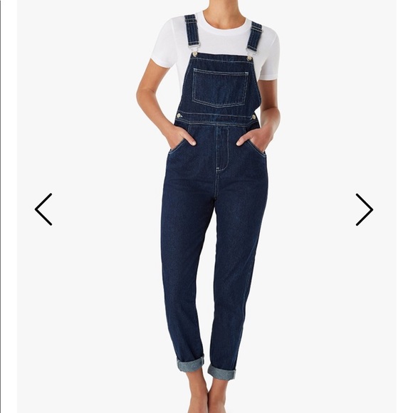 WeWoreWhat Pants - WeWoreWhat Basic Denim Overalls - Dark Wash, S
